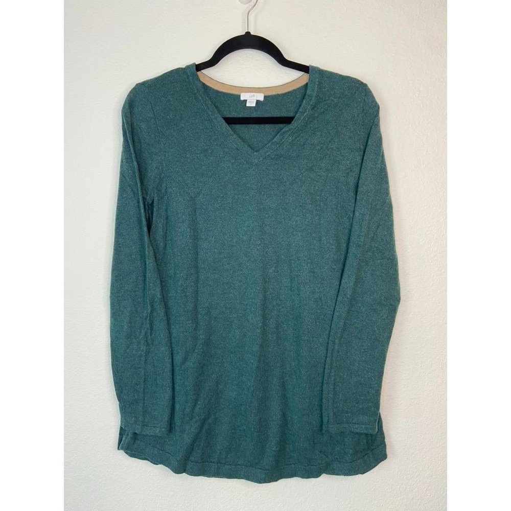 J. Jill‎ brand women's small green v-neck long sleeve knit sweater tunic top